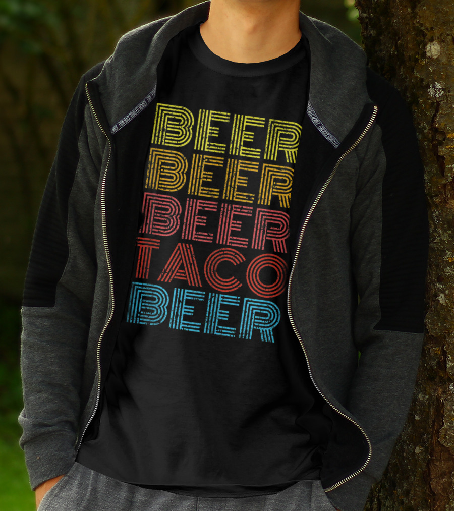 Beer Beer Beer Beer Taco Beer Vintage Mexican Drinking Fun T-Shirt