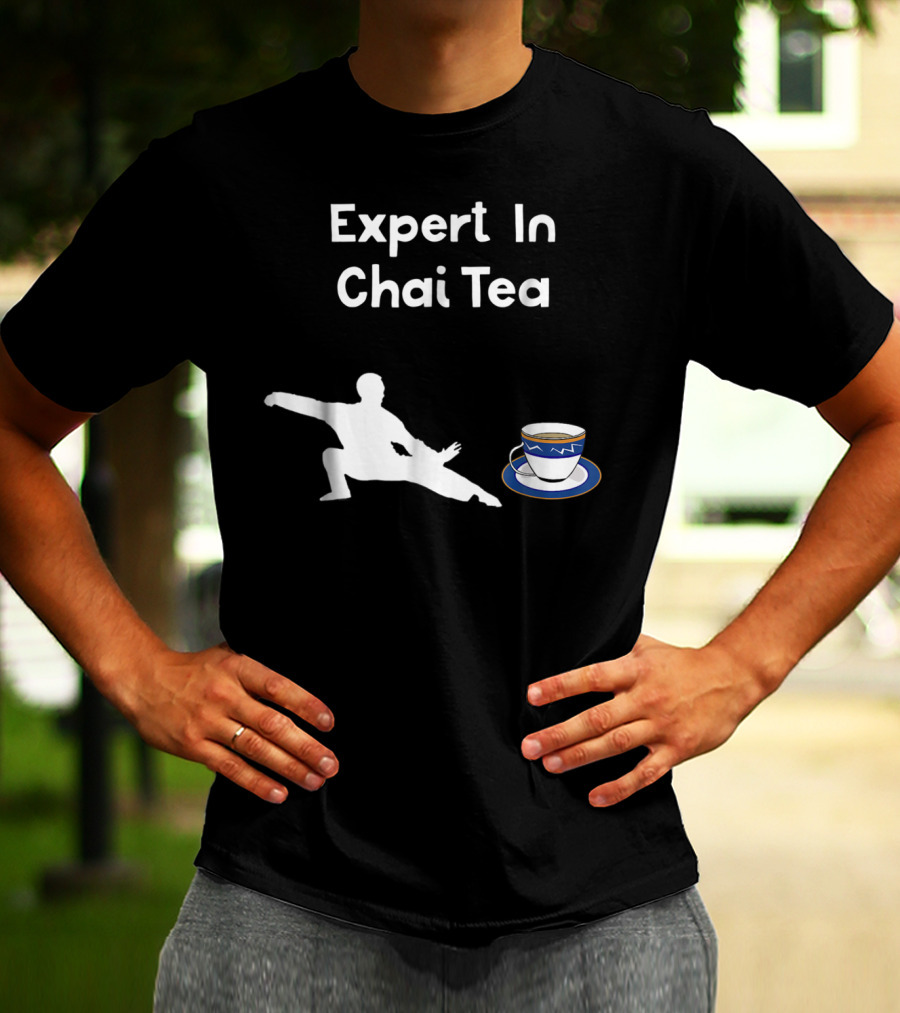 Funny Tai Chi Expert In Chai Tea Barista With Martial Arts Silhouette And Teacup T-Shirt