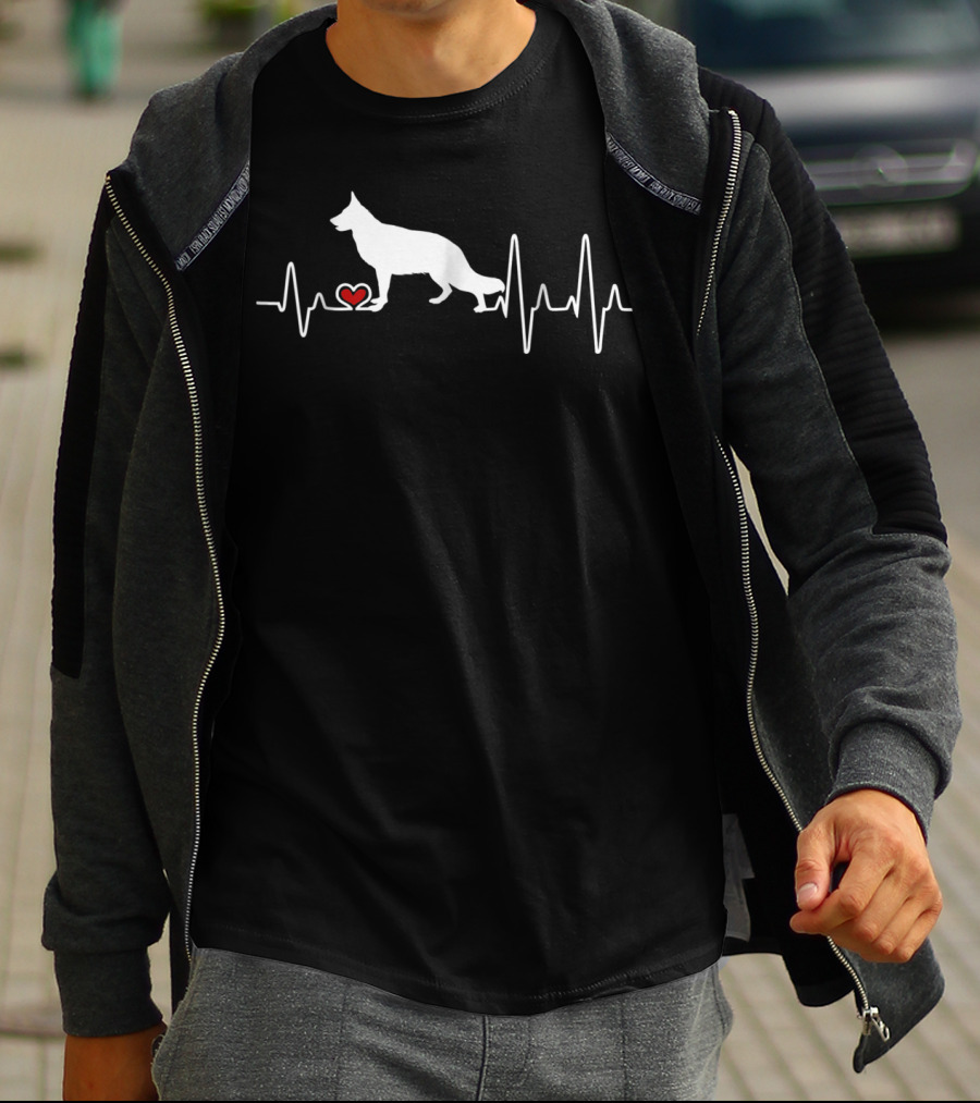 German Shepherd Dog Heartbeat Pulse Love Heart T-Shirt