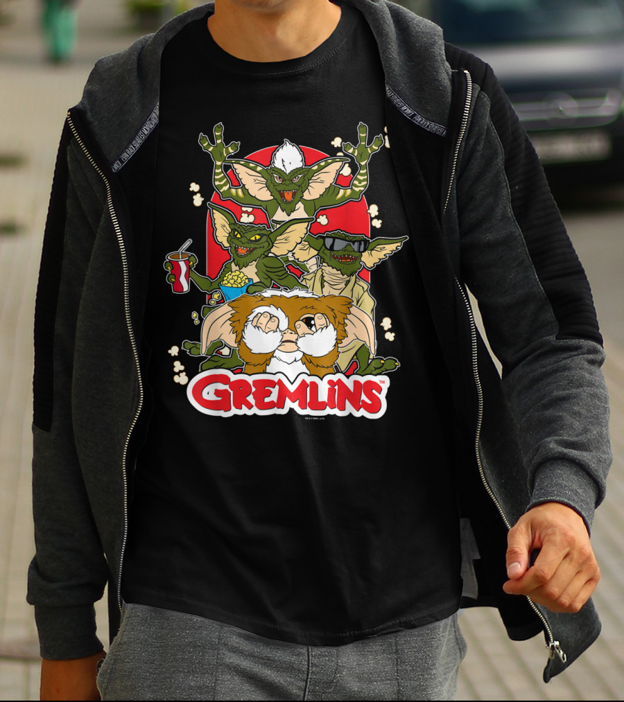 Gremlins Eating Popcorn Movie Snack Fun T-Shirt