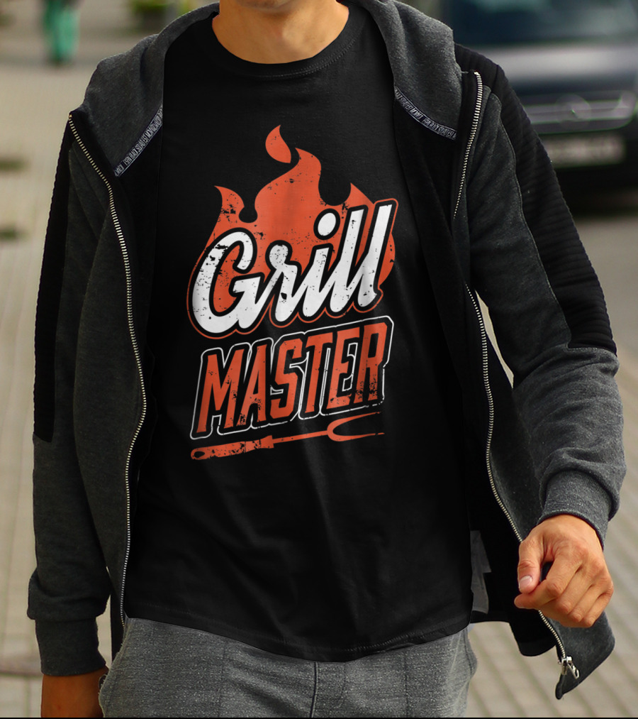 Grill Master BBQ Chef Cook Dad Flame Fork T-Shirt