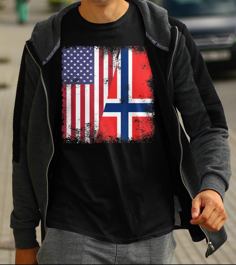 USA Norway Half Flag T-Shirt