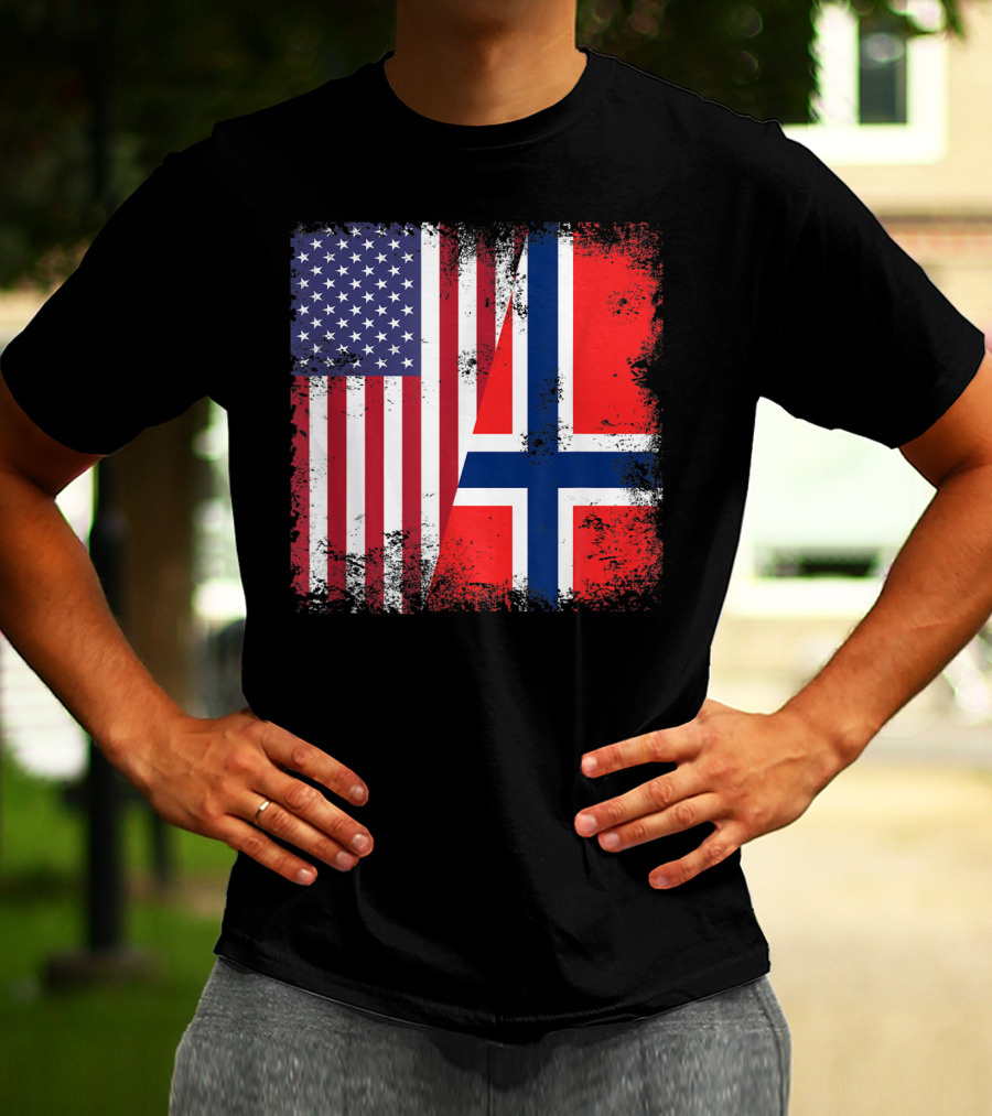 USA Norway Half Flag T-Shirt