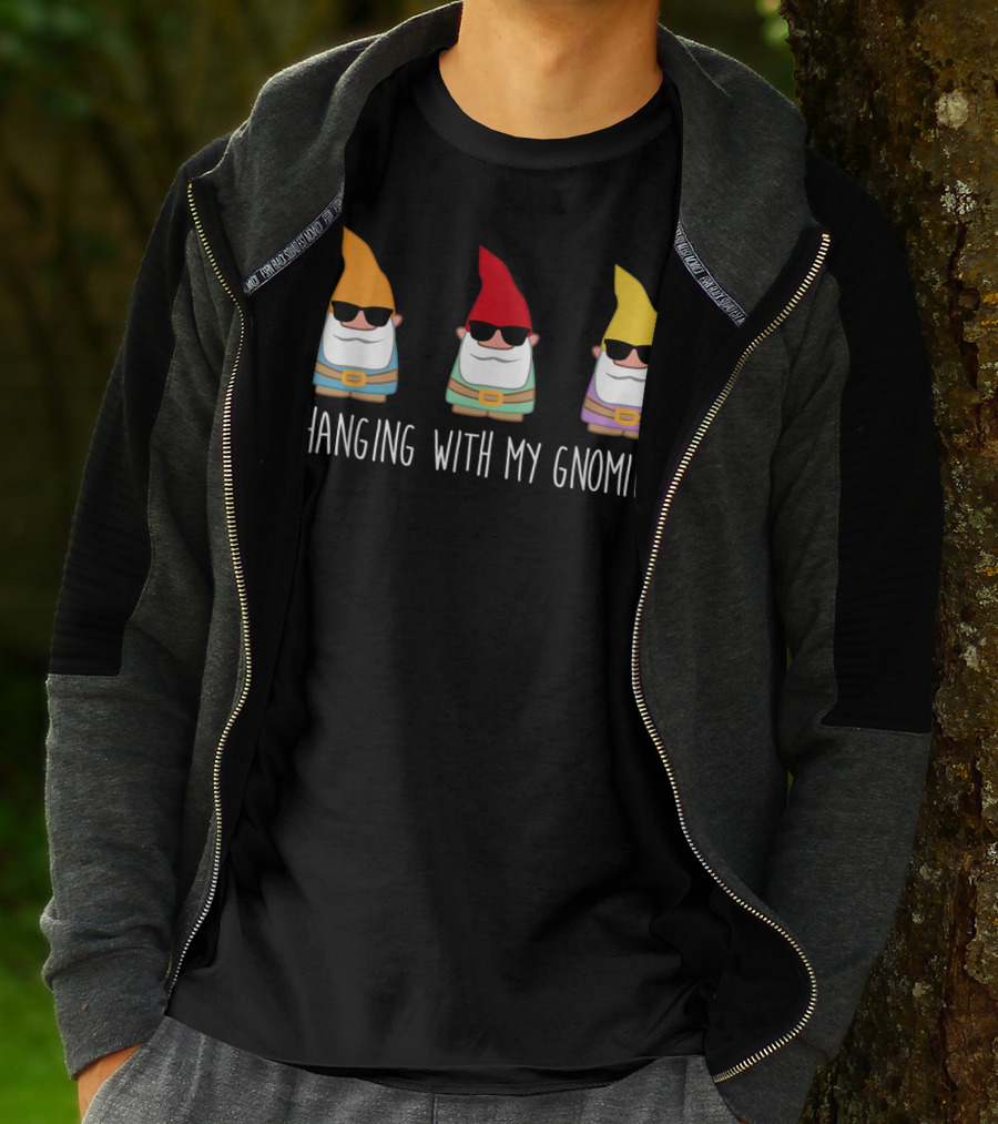 Hanging With My Gnomies Funny Yard Gnome Trio T-Shirt