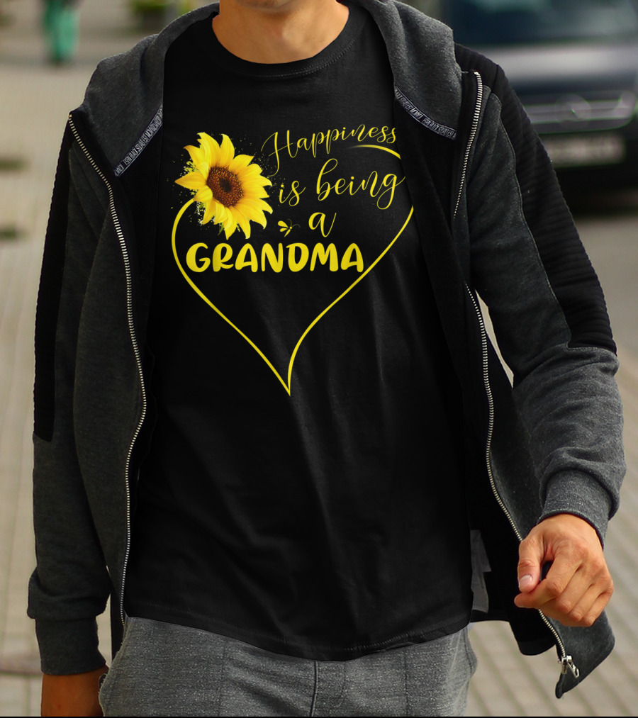 Happiness Is Being A Grandma Sunflower Heart T-Shirt