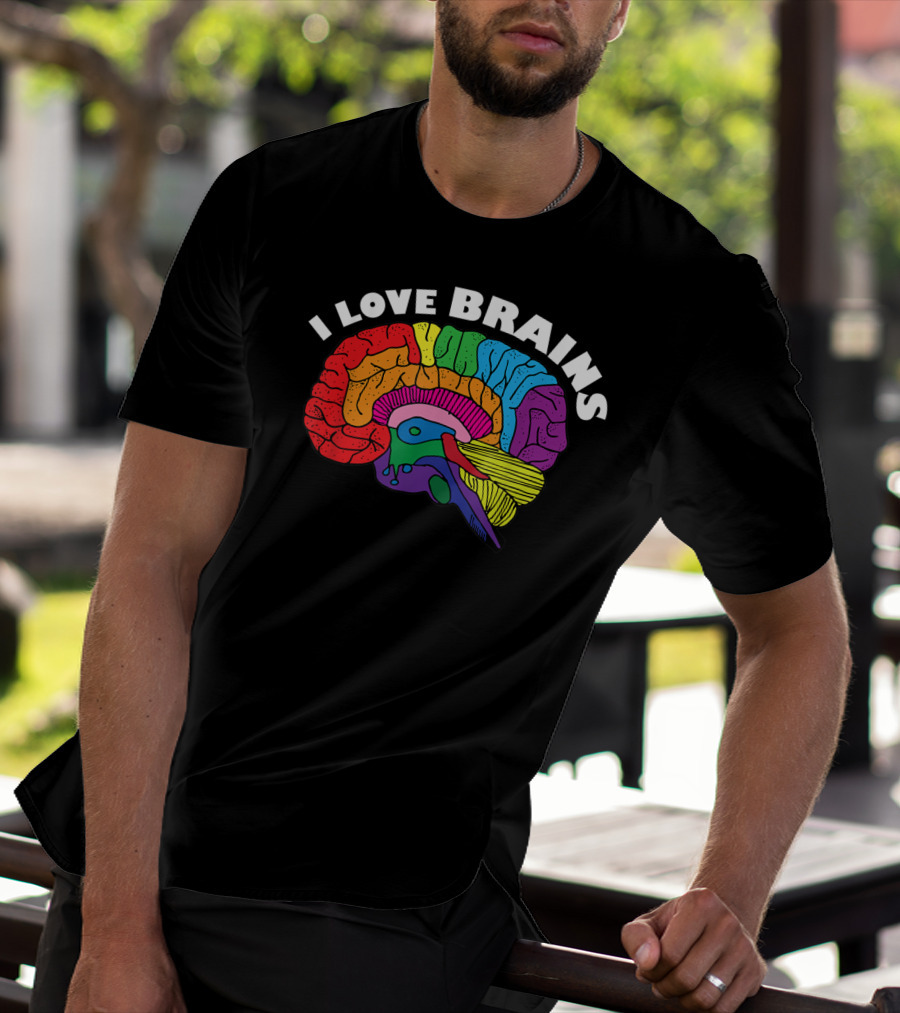 I Love Brains Neuroscience Neurologist Brain Lover Rainbow T-Shirt