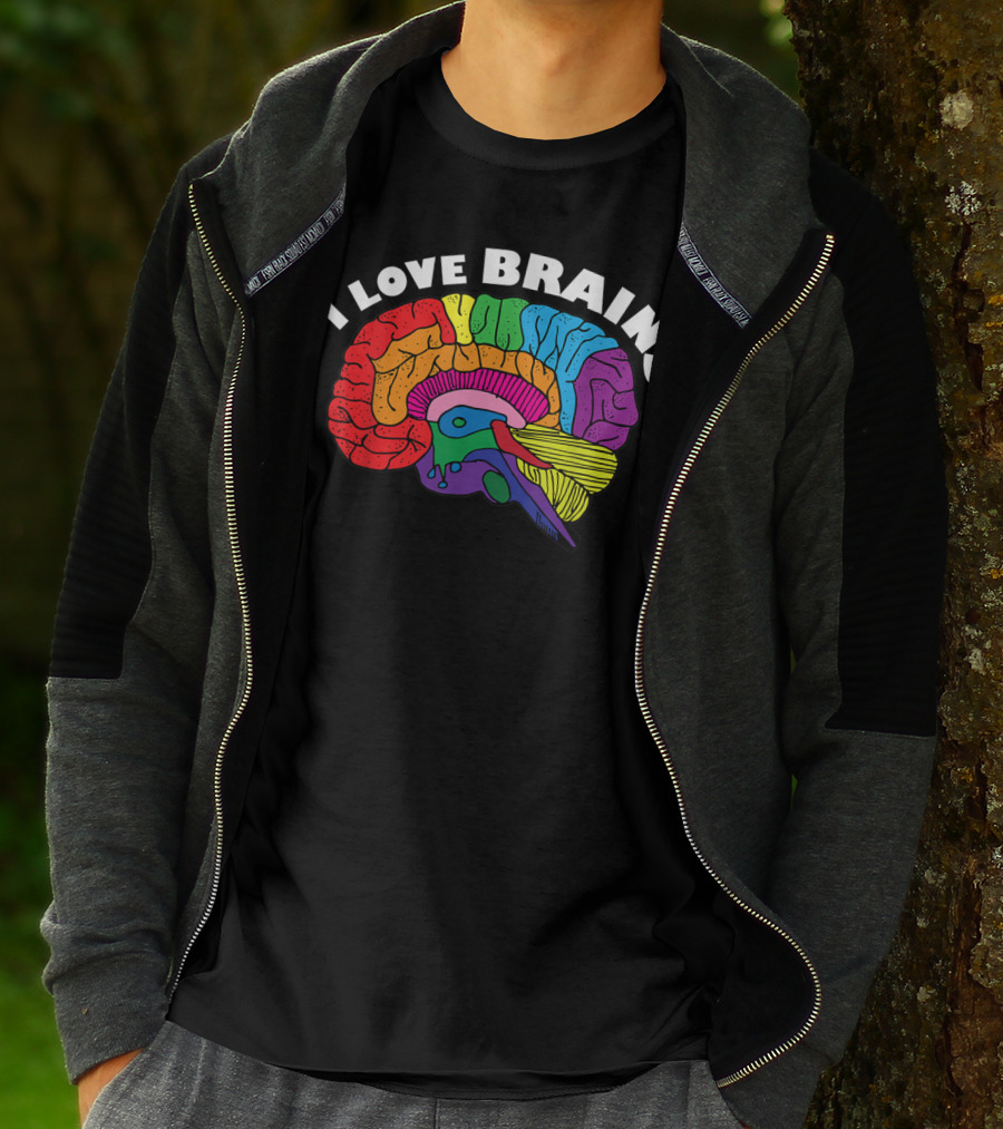 I Love Brains Neuroscience Neurologist Brain Lover Rainbow T-Shirt