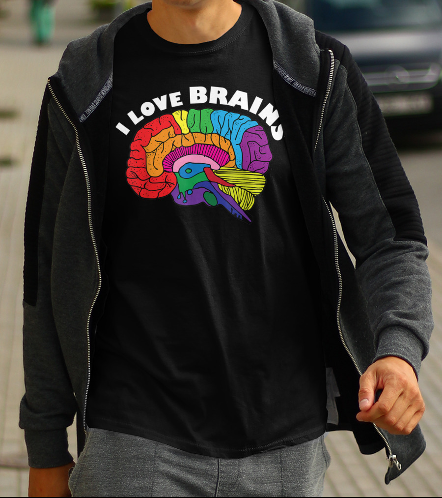 I Love Brains Neuroscience Neurologist Brain Lover Rainbow T-Shirt