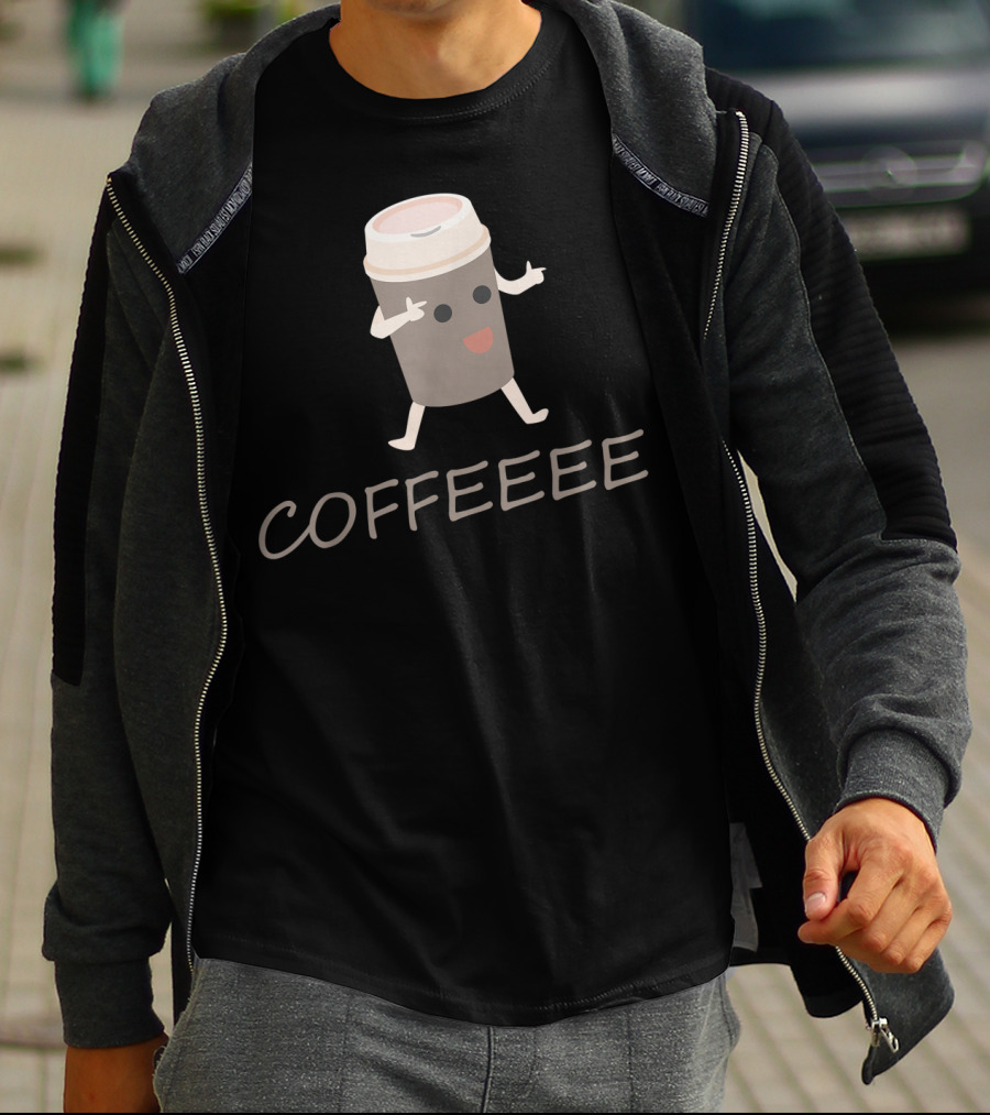 COFFEEEE Caffeine Addict I Love Coffee Bean T-Shirt