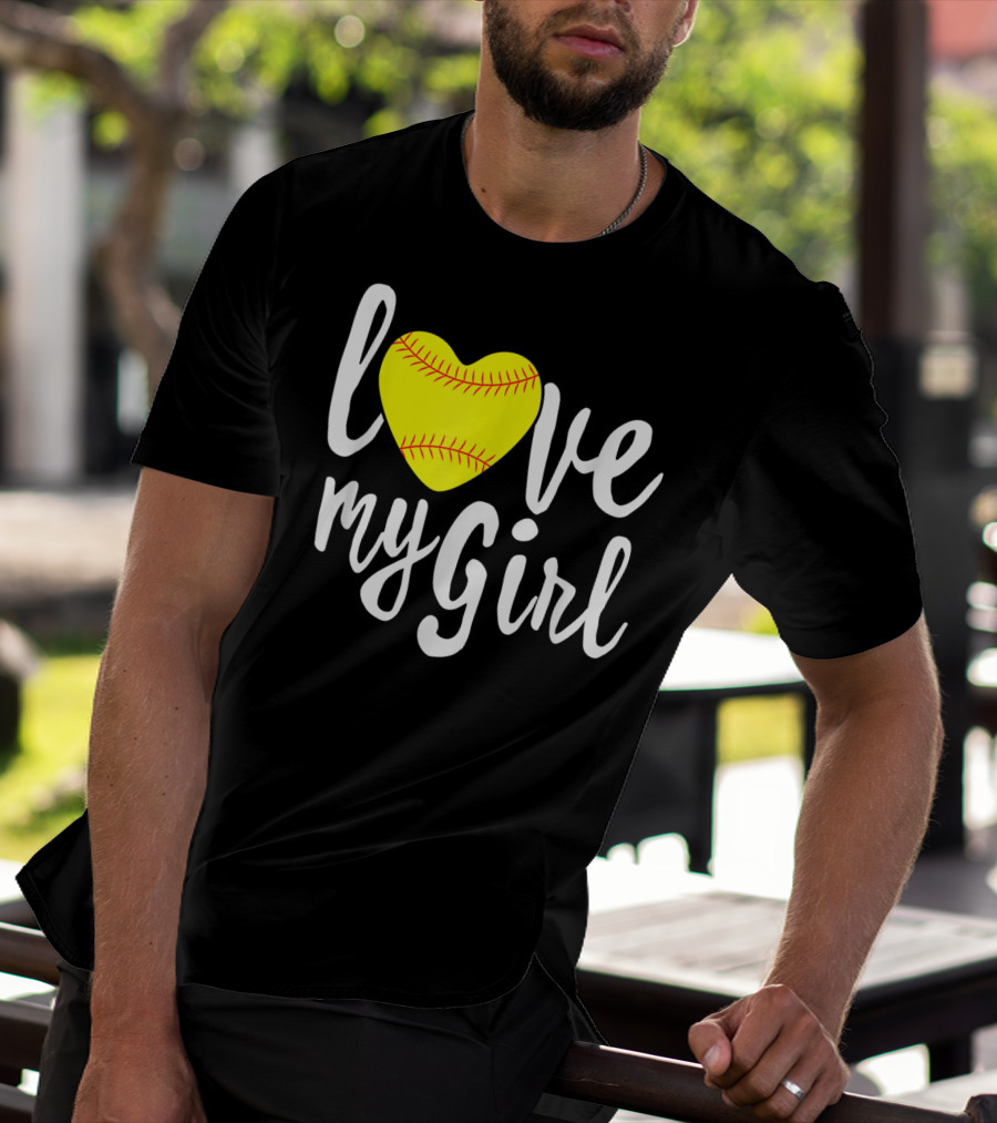 Love My Girl Softball Heart T-Shirt