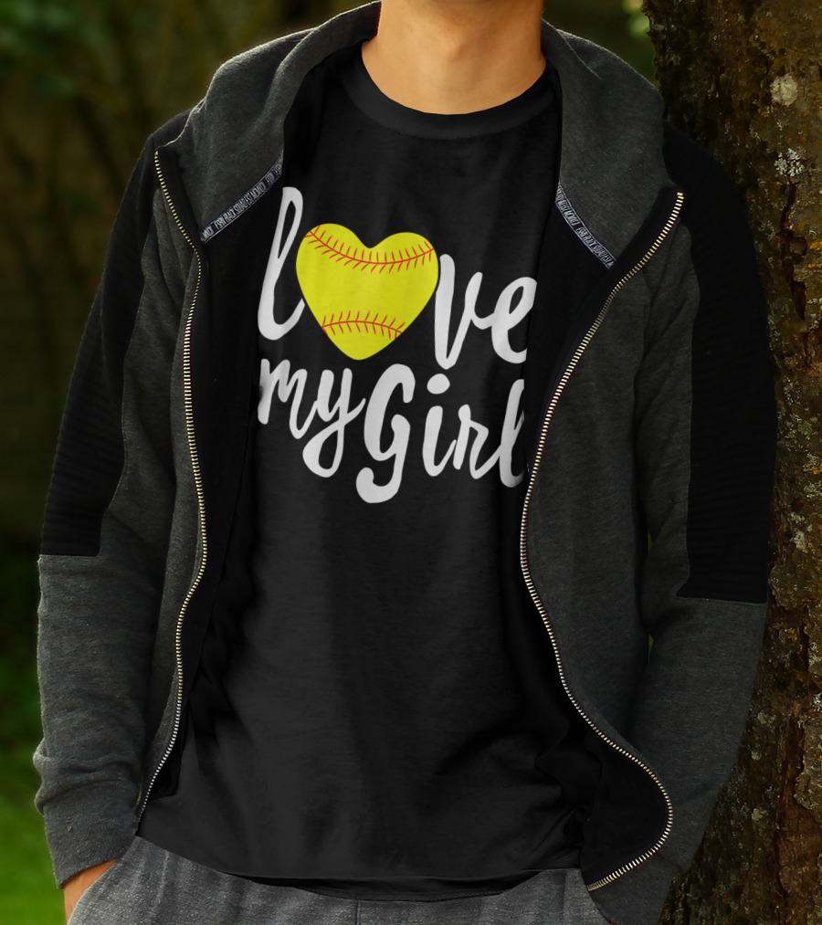 Love My Girl Softball Heart T-Shirt