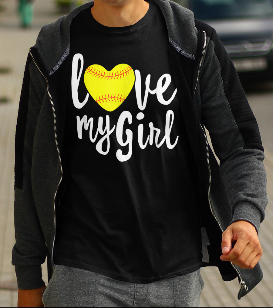 Love My Girl Softball Heart T-Shirt
