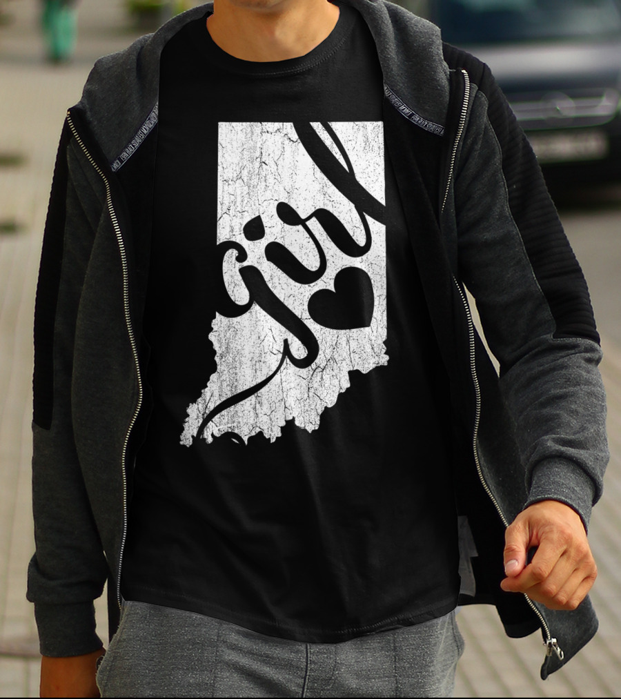 Indiana Girl Heart Map T-Shirt