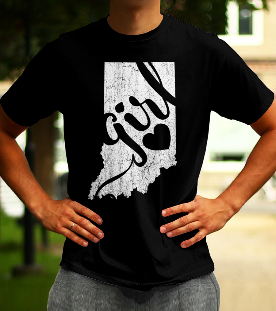 Indiana Girl Heart Map T-Shirt