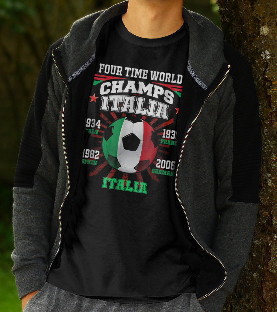 Four Time World Champs Italia 1934 Italy 1938 France 1982 Spain 2006 Germany T-Shirt