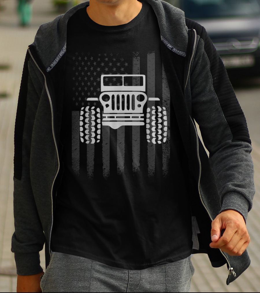 Jeep Metal Flag American Road Adventure T-Shirt