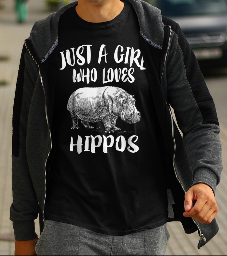 Just A Girl Who Loves Hippos Funny Animal T-Shirt