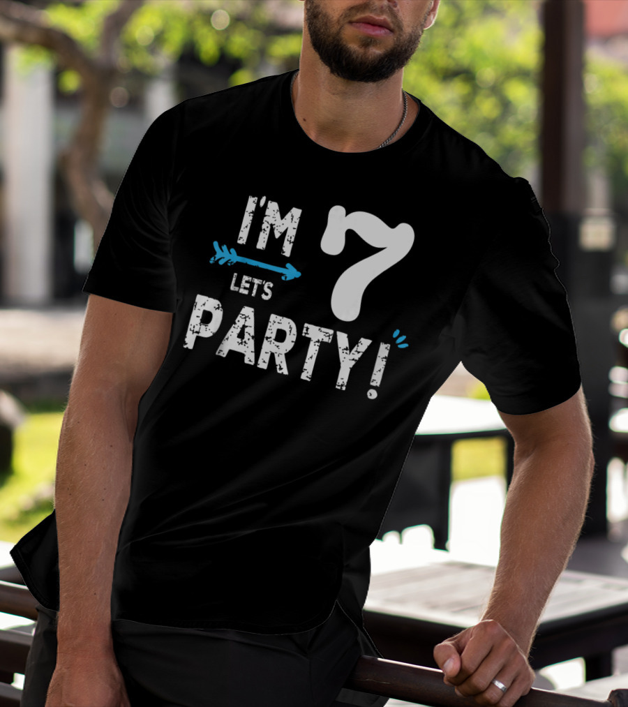 I'm 7 Let's Party Kids Birthday Boy 7th Birt T-Shirt