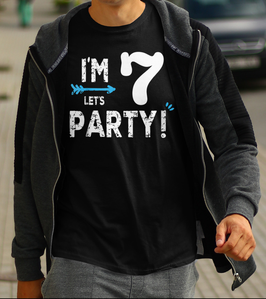 I'm 7 Let's Party Kids Birthday Boy 7th Birt T-Shirt