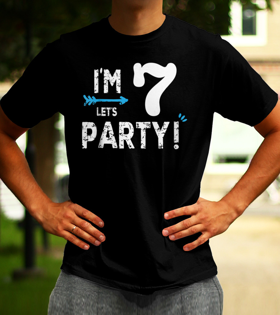 I'm 7 Let's Party Kids Birthday Boy 7th Birt T-Shirt