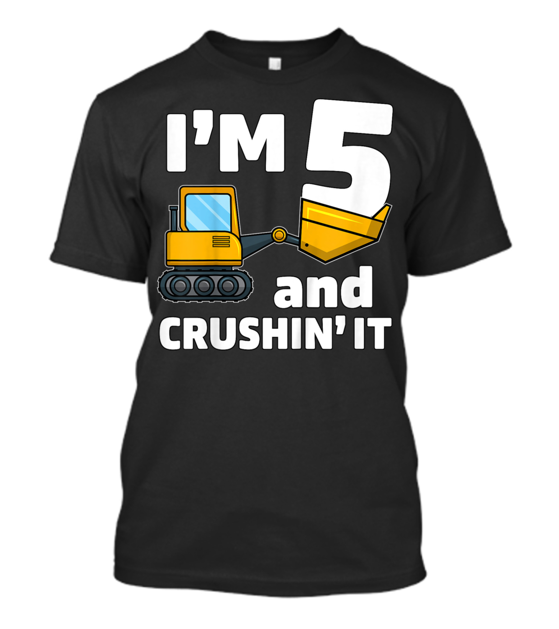 I'm 5 And Crushin' It Kids Construction Truck Birthday Boy T-Shirt