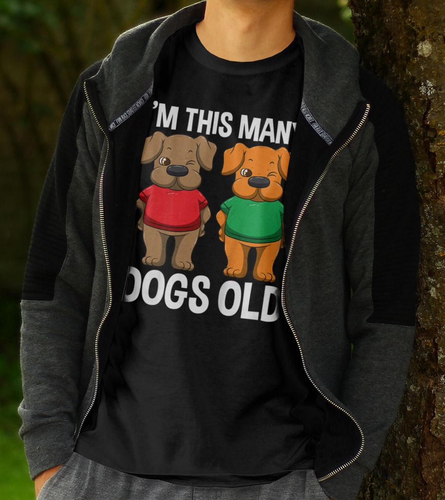 I'm This Many Dogs Old Cute Kids 2 Yr Boy Girl Birthday T-Shirt