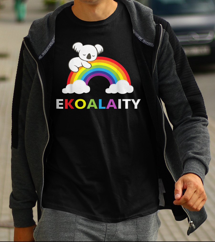 EKOALAITY Koala Rainbow Flag Gay Pride T-Shirt