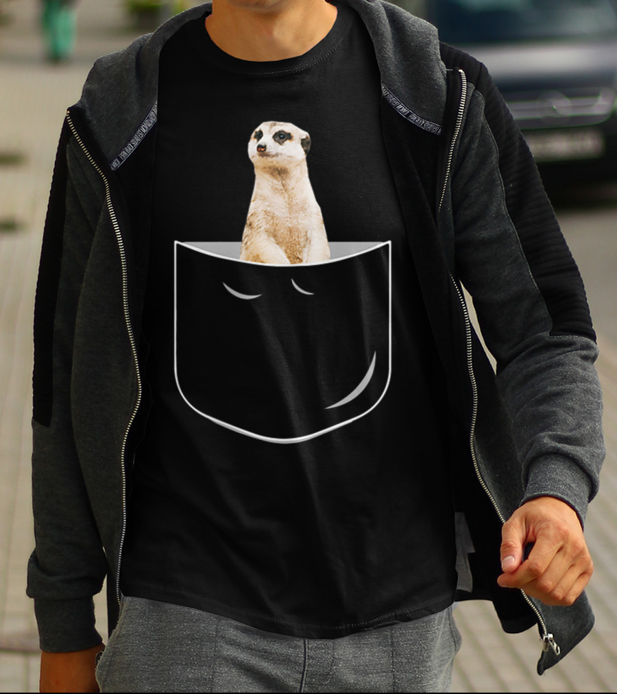 Pocket Meerkat Funny Meerkat In Pocket Standing Cute Wildlife Surrogate T-Shirt