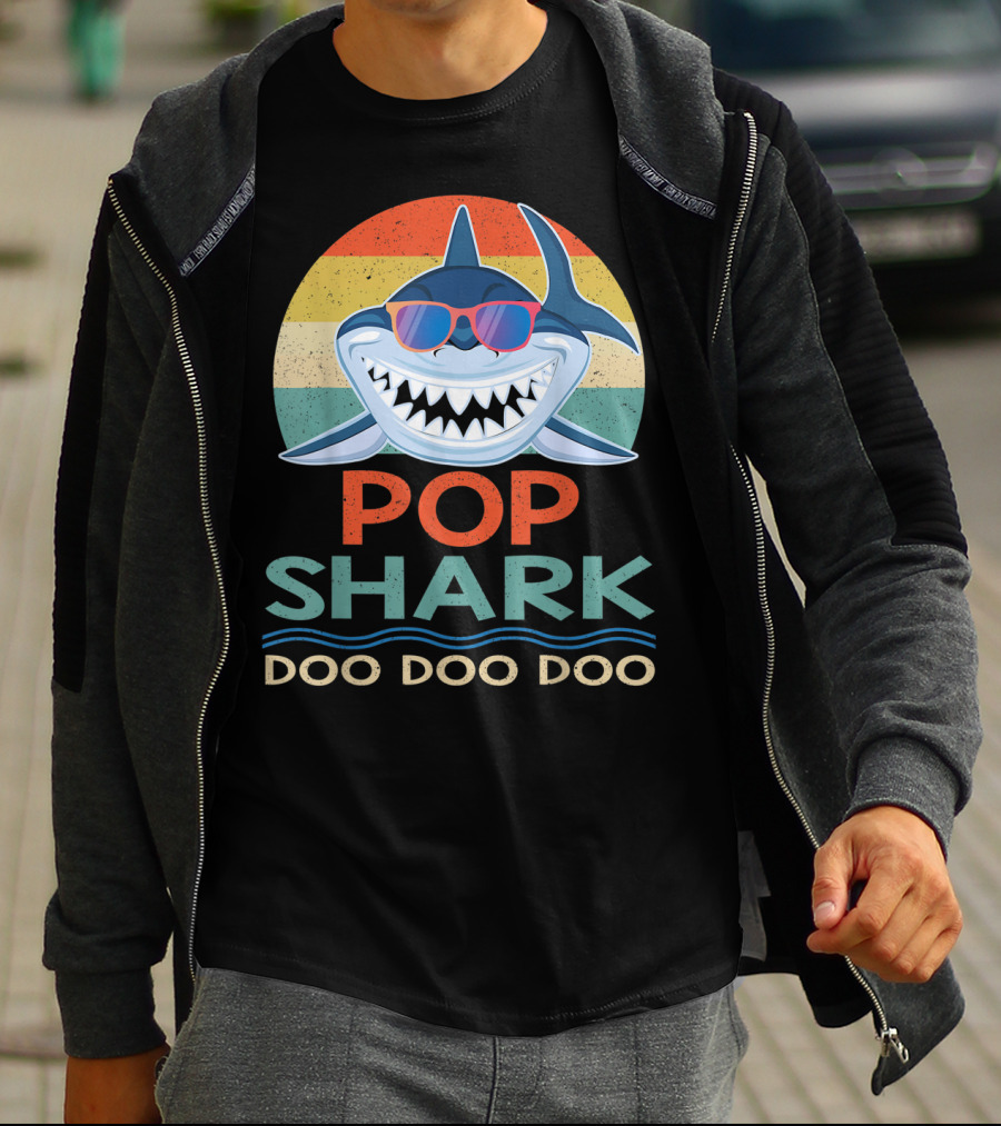 POP SHARK DOO DOO DOO VINTAGE MATCHING FAM SUNSET STYLE RETRO SUNGLASSES T-Shirt