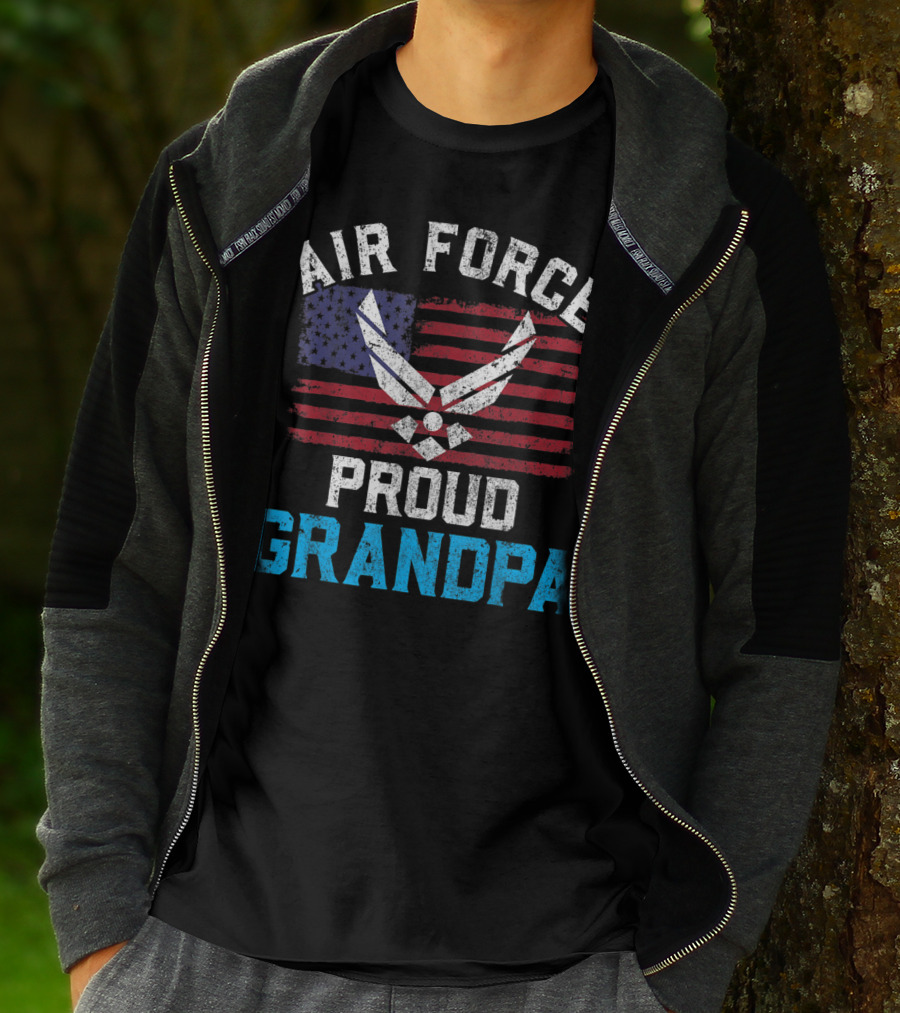 Proud Air Force Grandpa American Flag T-Shirt