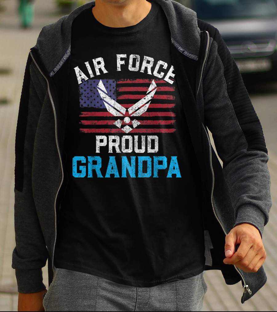 Proud Air Force Grandpa American Flag T-Shirt