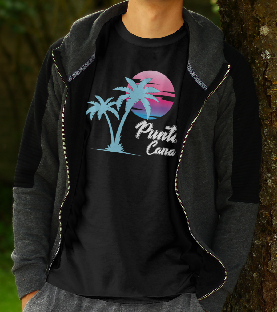 Punta Cana Cool Dainty Beach Lovers Sunset Palm Trees T-Shirt