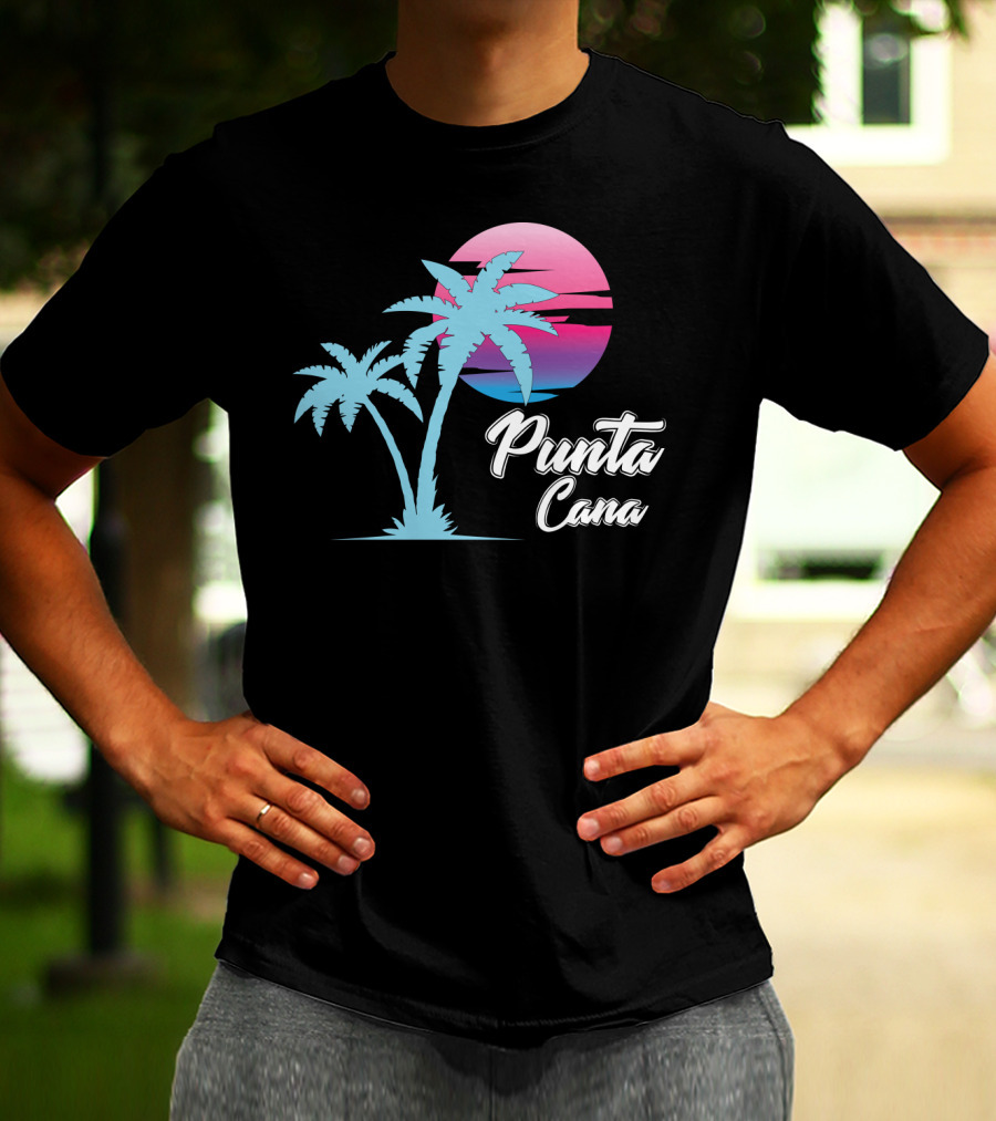 Punta Cana Cool Dainty Beach Lovers Sunset Palm Trees T-Shirt