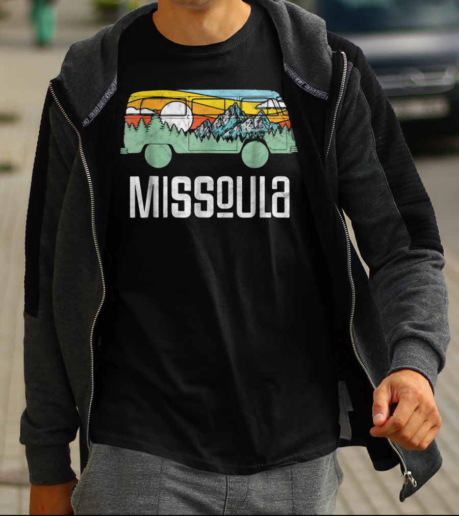 Missoula Montana Retro Hippie Van Nature Scene T-Shirt