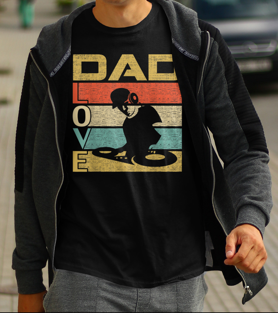 Retro Vintage Dad Love DJ Deejay Funny Father's T-Shirt