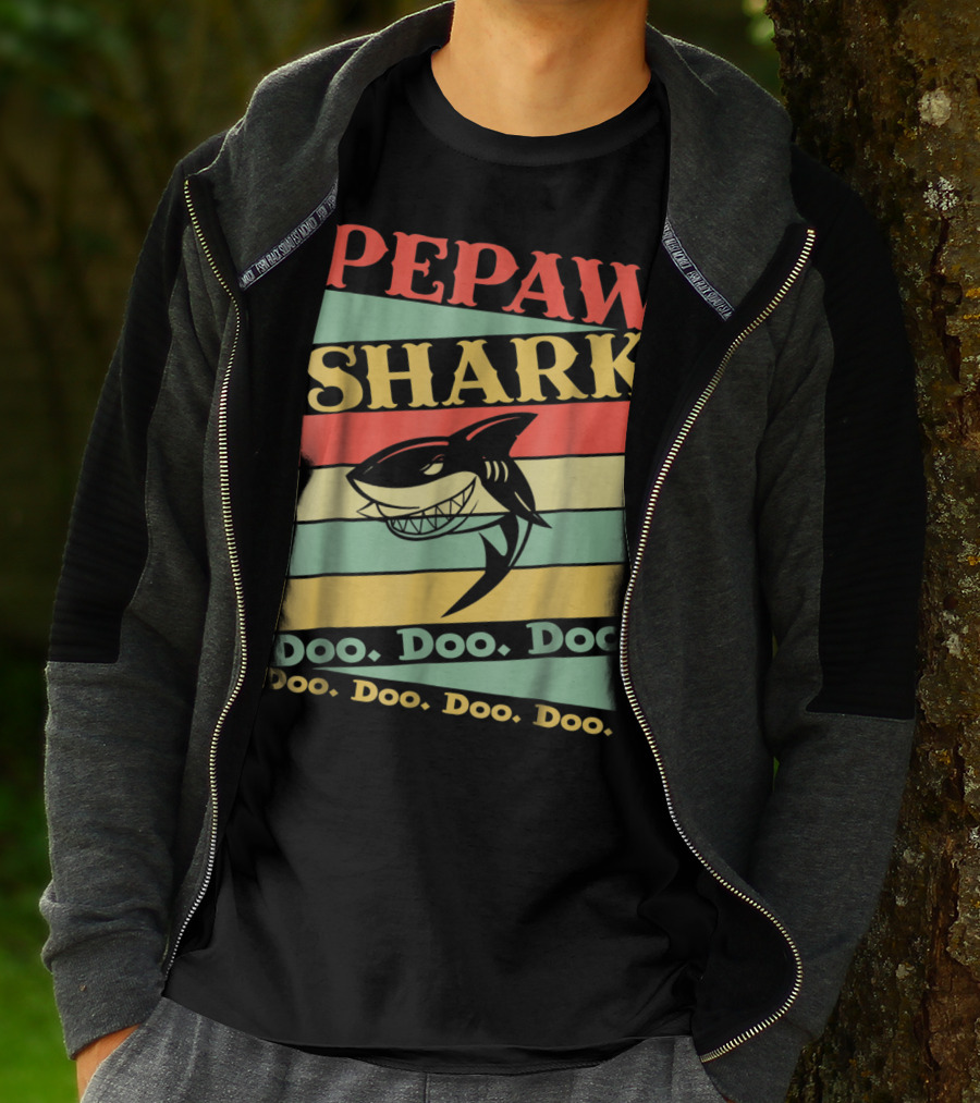 PEPAW SHARK Doo Doo Doo Retro Vintage T-Shirt