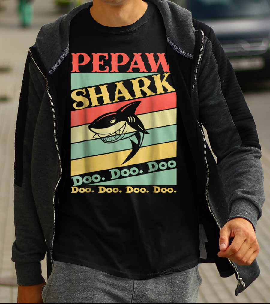 PEPAW SHARK Doo Doo Doo Retro Vintage T-Shirt