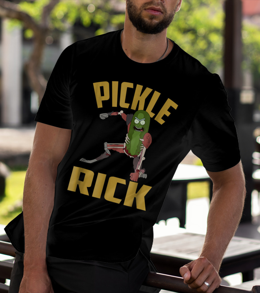 Rick And Morty Pickle Rick Punch Action Pose T-Shirt
