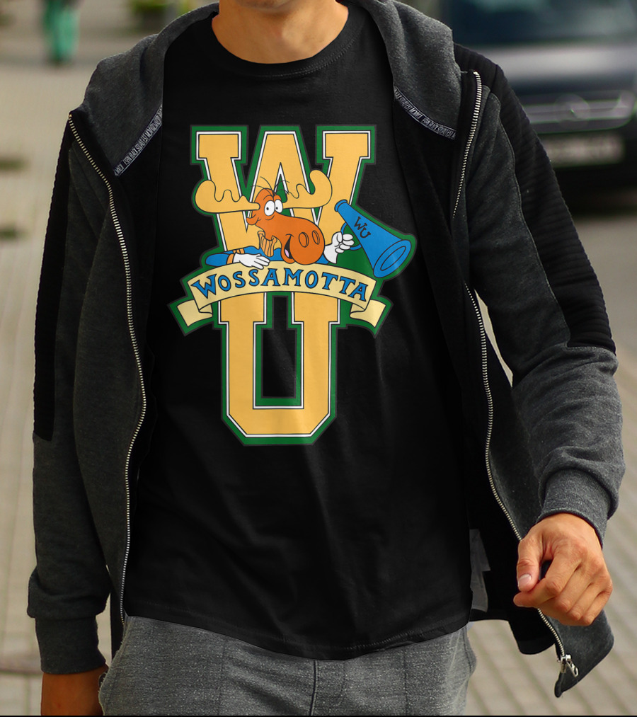 Rocky And Bullwinkle Wossamotta U WU Moose Megaphone T-Shirt