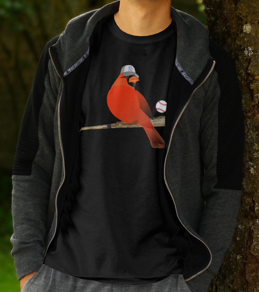 Saint Louis Red Cardinal Baseball Bat And Cap T-Shirt
