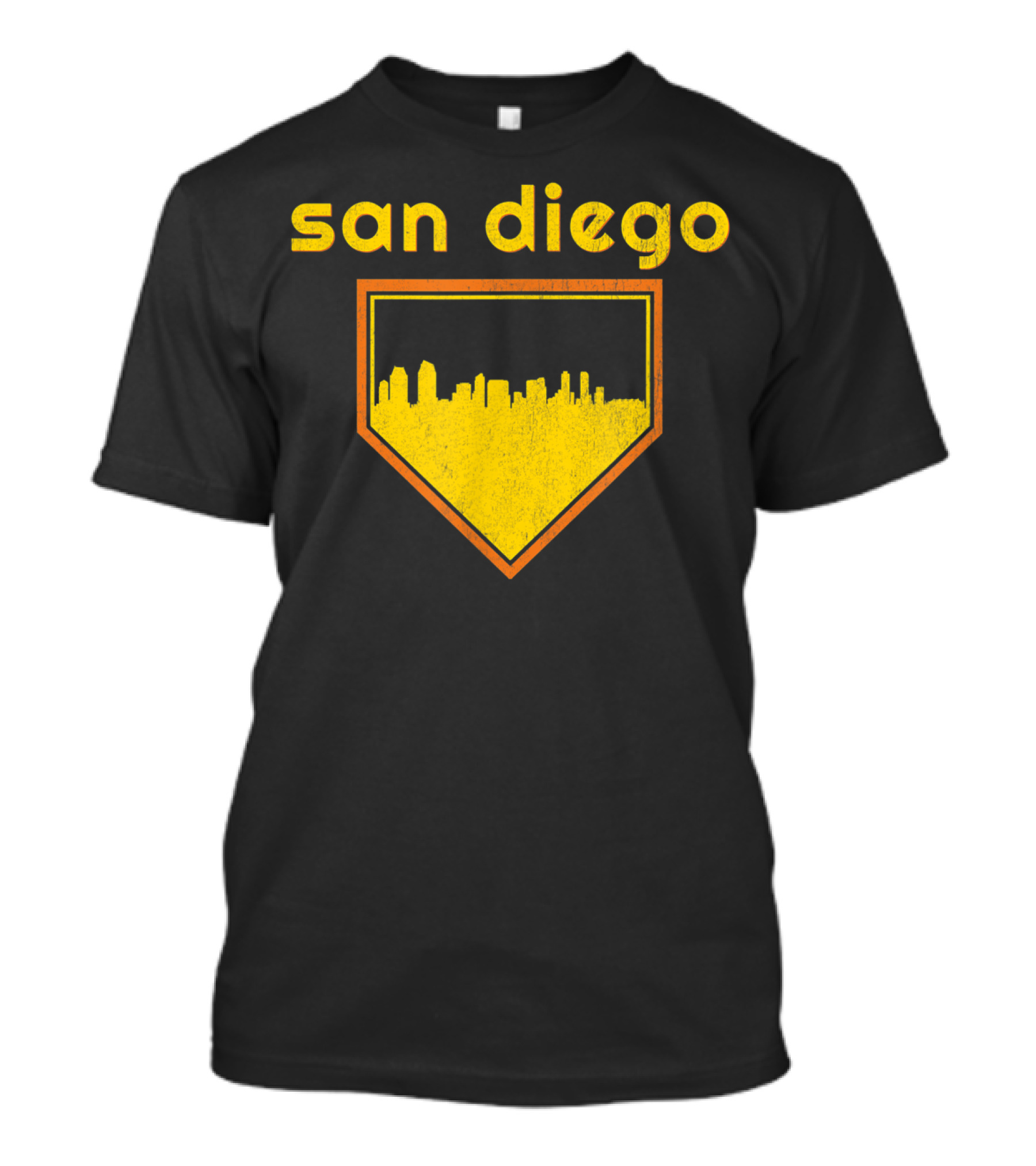San Diego Skyline Home Plate Vintage Baseball T-Shirt