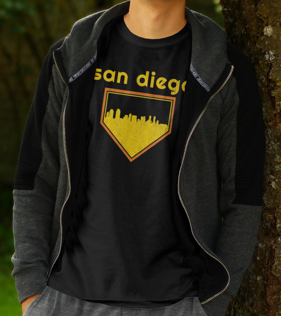 San Diego Skyline Home Plate Vintage Baseball T-Shirt