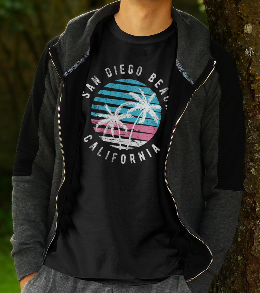 San Diego Beach California Surf Sunset Palm Trees T-Shirt