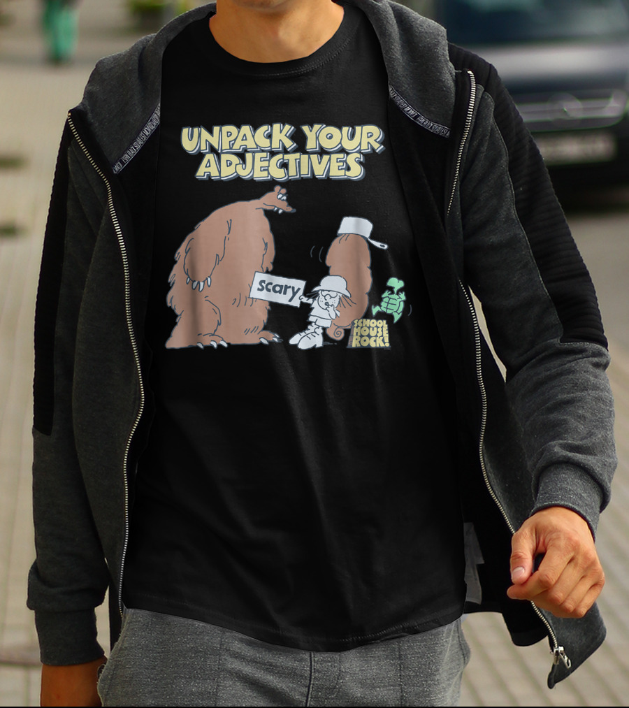 Schoolhouse Rock Unpack Your Adjectives Scary Bear T-Shirt