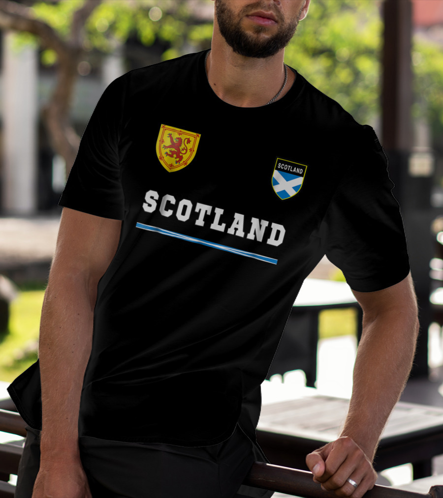 Scotland Soccer Jersey Flag With Scottish Lion And Saltire Badges T-Shirt