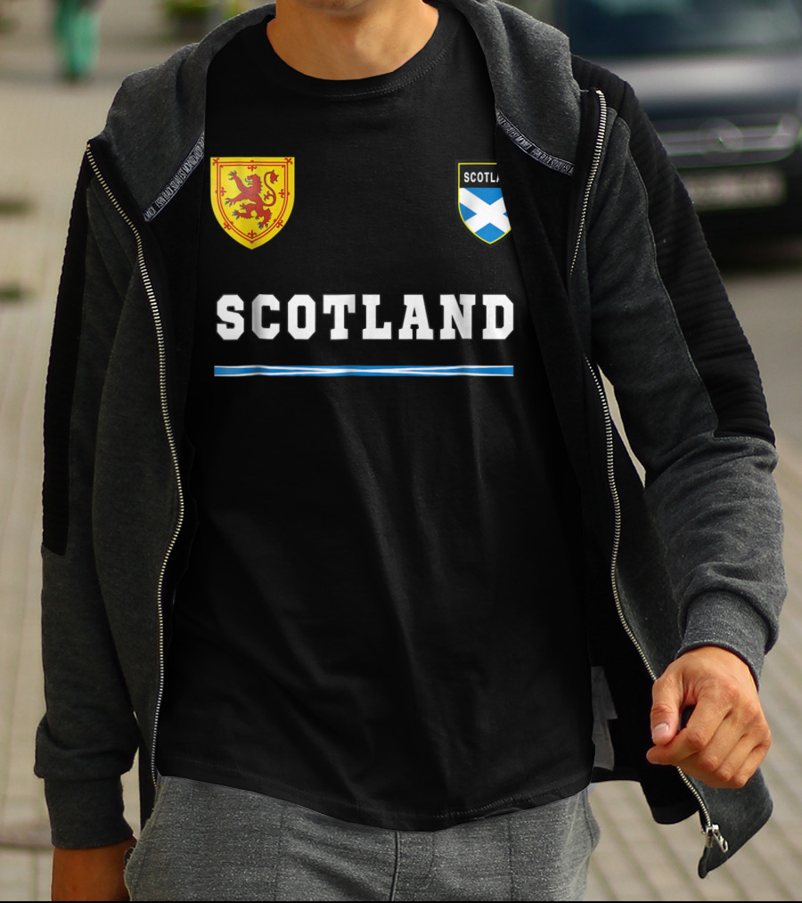 Scotland Soccer Jersey Flag With Scottish Lion And Saltire Badges T-Shirt