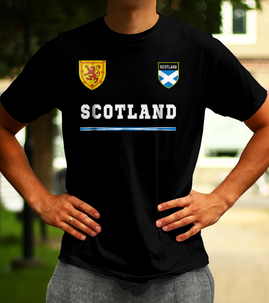 Scotland Soccer Jersey Flag With Scottish Lion And Saltire Badges T-Shirt