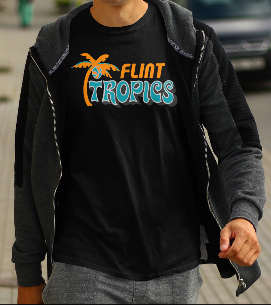 Semi Pro Jackie Moon Flint Tropics Basketball Logo Palm Tree T-Shirt