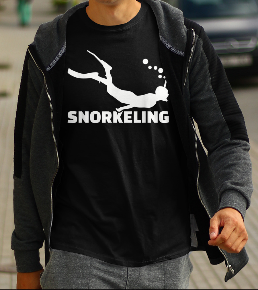 Snorkeling Diver Silhouette With Bubbles T-Shirt