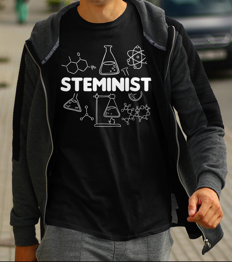 STEMinist Chemistry Physics Science Molecule Atom Lab Flask T-Shirt